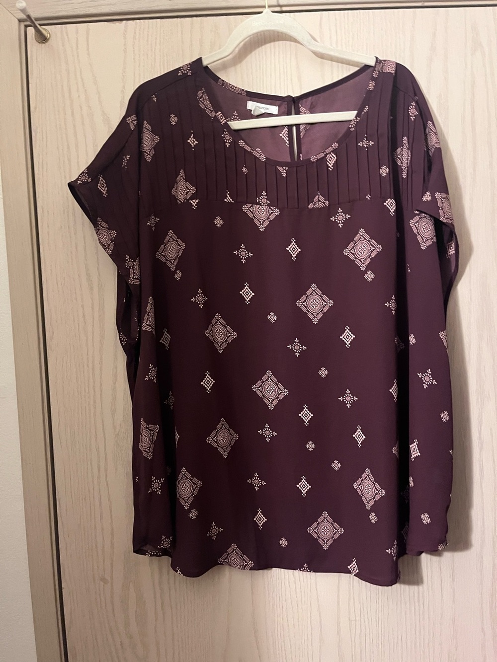 Maurices Burgundy Patterned Short-Sleeve Tunic